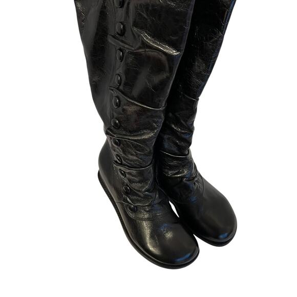 Miz Mooz 9.5 Wide Calf Boots Tall 9.5 Wedge Low Heel Boots Victorian Mid Calf - Picture 4 of 16